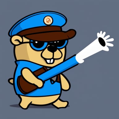 Go Blue Gopher with a bazooka sends a postal message.