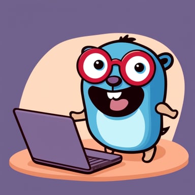 A mega happy Go Blue Gopher with spikes delivering email.