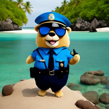 Go Blue Gopher as a police officer in the Maldives.