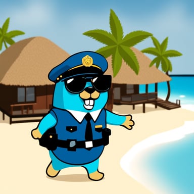 Go Blue Gopher as a police officer in the Maldives.