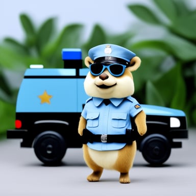 Police Go Blue Gopher wearing uniform like Maldives Police Service, white background.