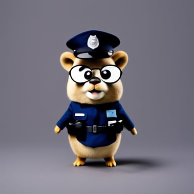 Police Go Blue Gopher wearing uniform like Maldives Police Service, white background.