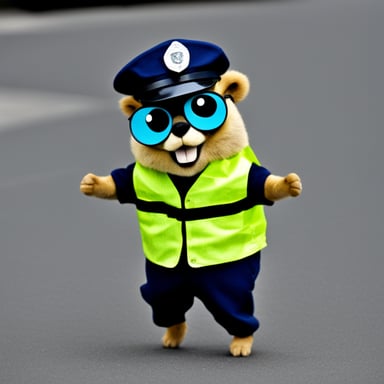 Go Blue Gopher in traffic police uniform
