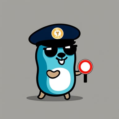 2D Go Blue Gopher as a traffic police officer. White background. Simple.