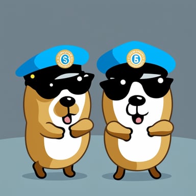 2D Go Blue Gopher as a traffic police officer. White background. Simple.
