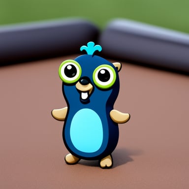 Peacock colored Go Blue Gopher with broadcasting.