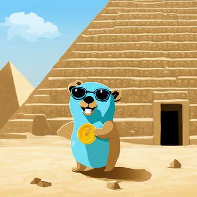 Go Blue Gopher in the Pyramid of Giza, Egypt.