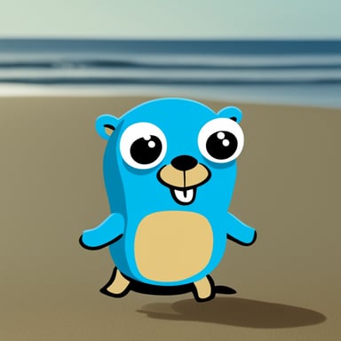 Go Blue Gopher on the ocean beach.