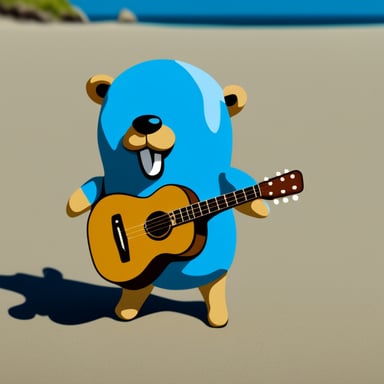 Go Blue Gopher on the ocean beach.