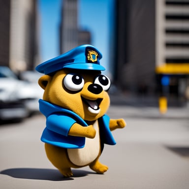 A Go Blue Gopher managing flights as a traffic controller.