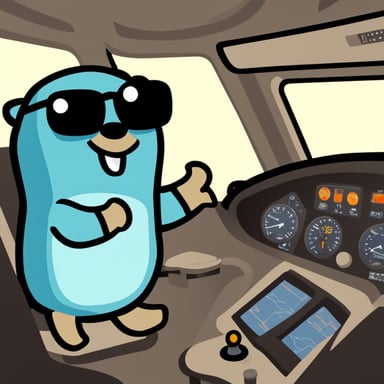 A Go Blue Gopher managing flights as a traffic controller.