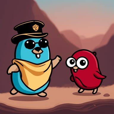 Go Blue Gopher arresting a ruby.