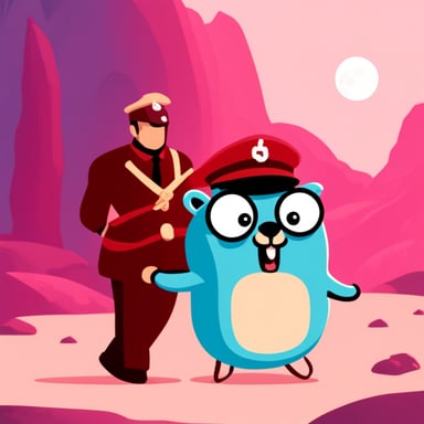 Go Blue Gopher arresting a ruby.