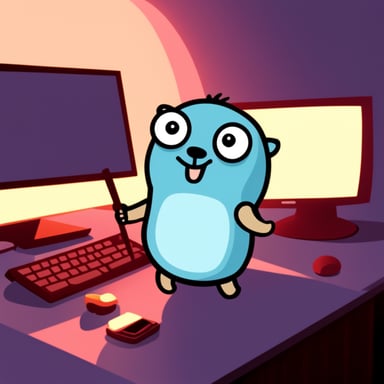 Go Blue Gopher is programming like crazy.