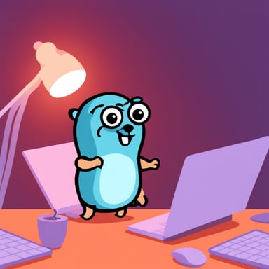 Go Blue Gopher is programming like crazy.