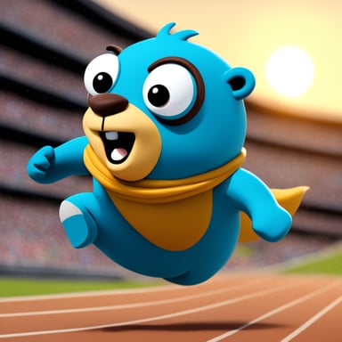 Go Blue Gopher running swiftly in a fun race.