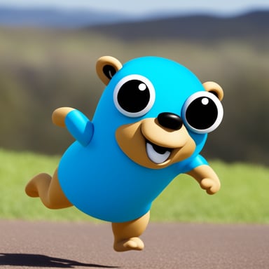 Go Blue Gopher running swiftly in a fun race.