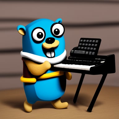 Go Blue Gopher slamming the keyboard.