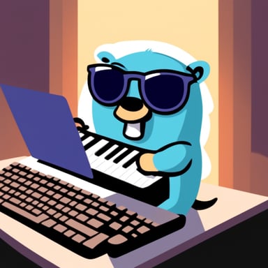 Go Blue Gopher slamming the keyboard.