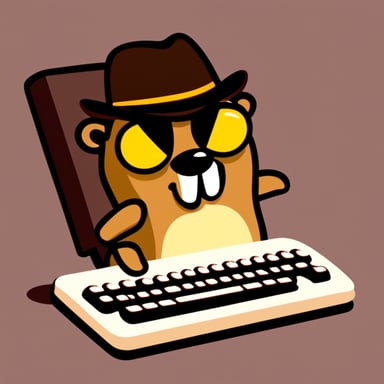 Go Blue Gopher slamming the keyboard.