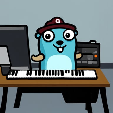 Go Blue Gopher slamming the keyboard.