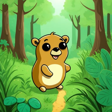 In the forest, Go Blue Gopher had an adventurous day exploring the lush greenery and making friends with the woodland creatures.