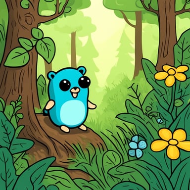 In the forest, Go Blue Gopher had an adventurous day exploring the lush greenery and making friends with the woodland creatures.