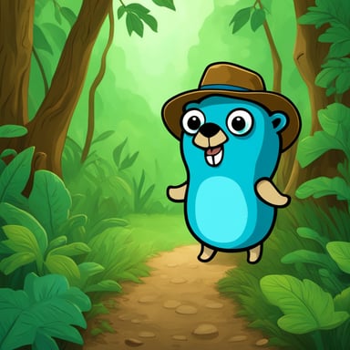 In the jungle, Go Blue Gopher embarked on an adventurous journey, exploring the lush greenery and making friends with the local wildlife.