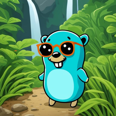 In the jungle, Go Blue Gopher embarked on an adventurous journey, exploring the lush greenery and making friends with the local wildlife.