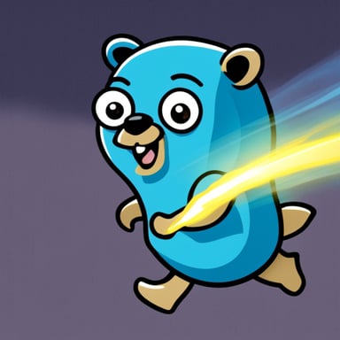 Go Blue Gopher running at the speed of light.