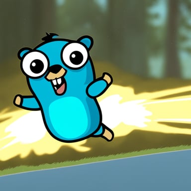 Go Blue Gopher running at the speed of light.