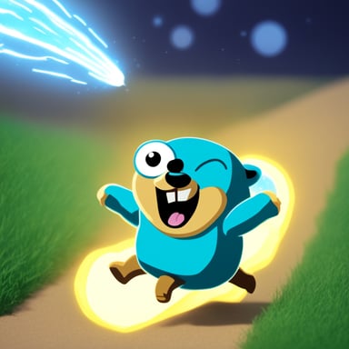 Go Blue Gopher running at the speed of light.