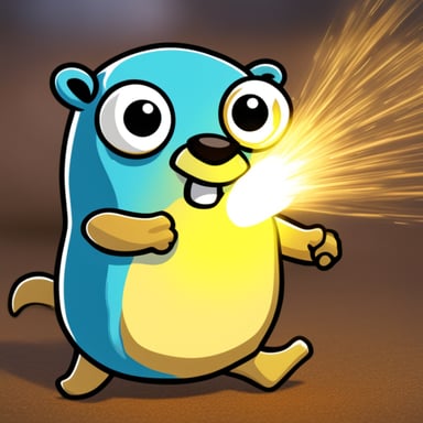Go Blue Gopher running at the speed of light.
