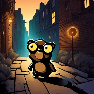 As a detective in a dark alley in the city during the night, Go Blue Gopher investigates mysterious cases with keen insight and unwavering determination.