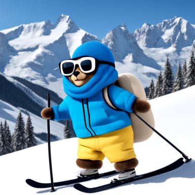 Go Blue Gopher and Glenda are skiing in the Alps.