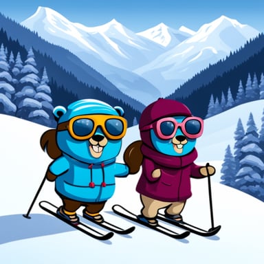 Go Blue Gopher and Glenda are skiing in the Alps.