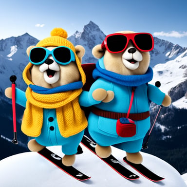 Go Blue Gopher and Glenda are skiing in the Alps.