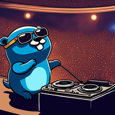 As a DJ, Go Blue Gopher is playing in front of an audience of 10,000 party-goers. Lasers, lights, vivid, night.