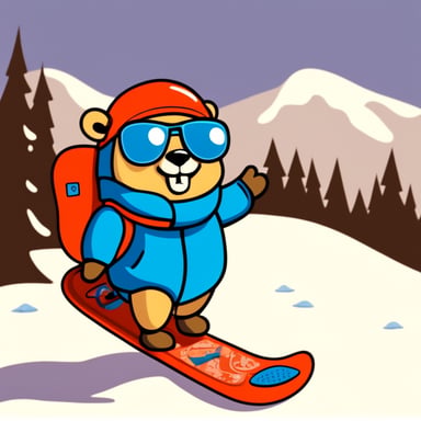 Go Blue Gopher loves snowboarding on sunny winter days.