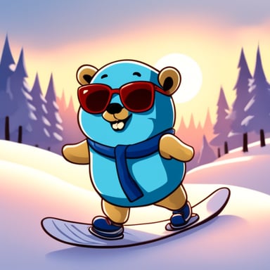 Go Blue Gopher loves snowboarding on sunny winter days.