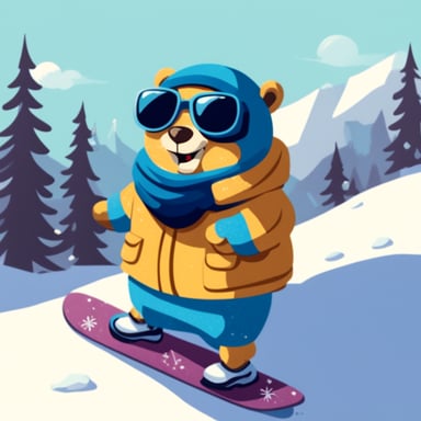 Go Blue Gopher loves snowboarding on sunny winter days.