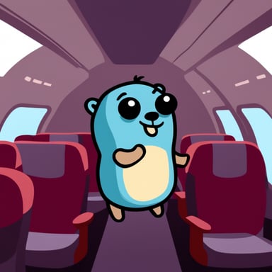 Go Blue Gopher in the airplane.