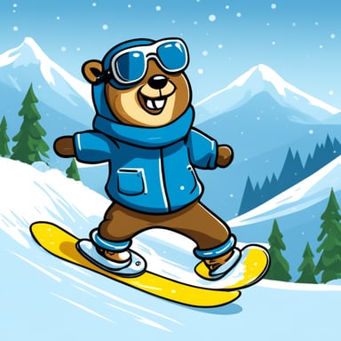 Go Blue Gopher loves snowboarding and enjoys the thrill of racing down snowy slopes.
