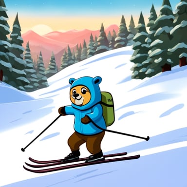 Go Blue Gopher skiing down the snowy slopes, feeling the chilly air rush past.