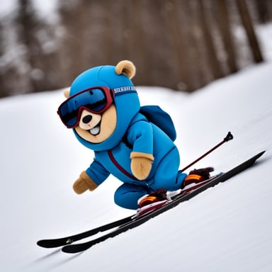 Go Blue Gopher skiing down the snowy slopes, feeling the chilly air rush past.