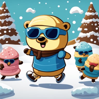 Go Blue Gopher goes ice skating while holding an ice cream and eating pasta, all while being blindfolded like a ninja.