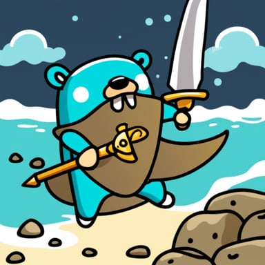 Go Blue Gopher fighting a crab with swords.