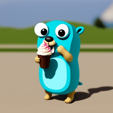 Go Blue Gopher eating ice cream.