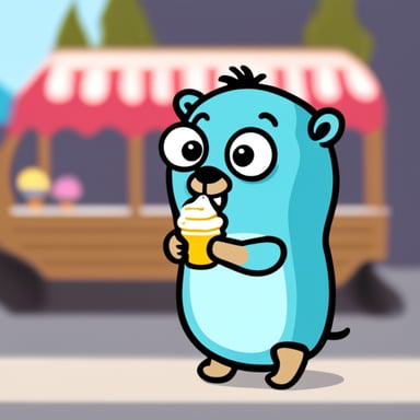 Go Blue Gopher eating ice cream.