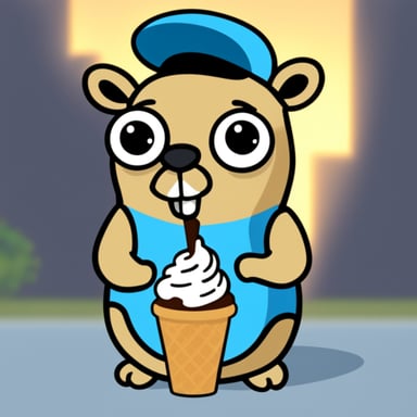Go Blue Gopher eating ice cream.